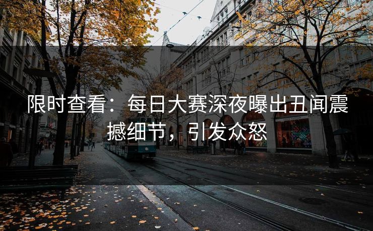 限时查看：每日大赛深夜曝出丑闻震撼细节，引发众怒