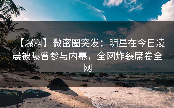 【爆料】微密圈突发：明星在今日凌晨被曝曾参与内幕，全网炸裂席卷全网
