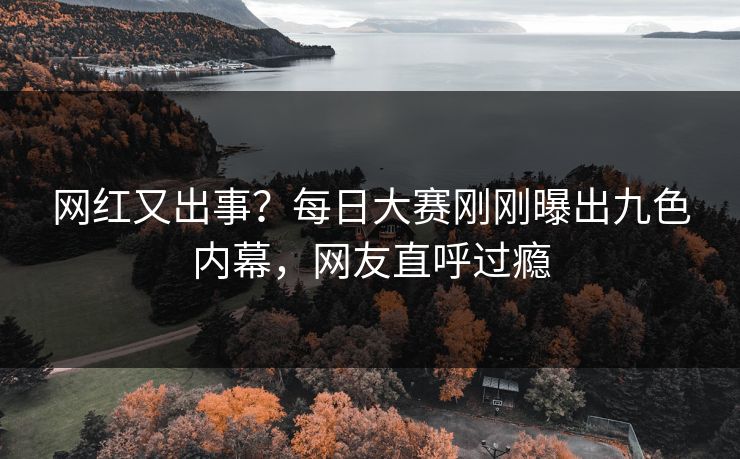 网红又出事？每日大赛刚刚曝出九色内幕，网友直呼过瘾