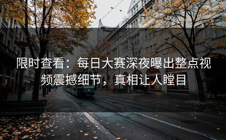限时查看：每日大赛深夜曝出整点视频震撼细节，真相让人瞠目