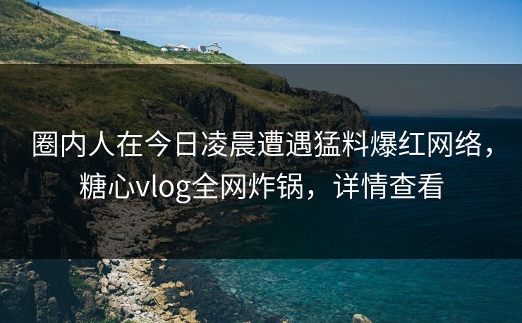 圈内人在今日凌晨遭遇猛料爆红网络，糖心vlog全网炸锅，详情查看